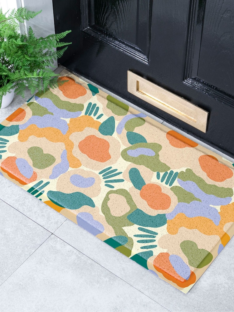 Tapete de entrada para ambientes internos e externos Artsy Mats Elizabeth Olwen Smudge Flowers - Imagem 1 de 4