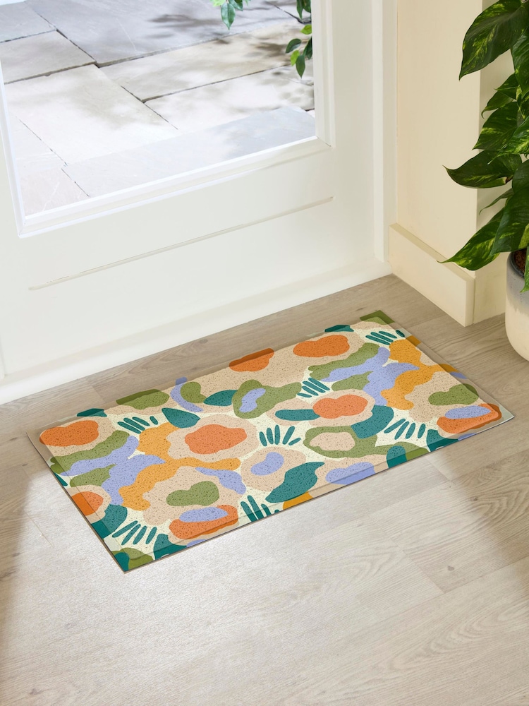 Tapete de entrada para ambientes internos e externos Artsy Mats Elizabeth Olwen Smudge Flowers - Imagem 2 de 4