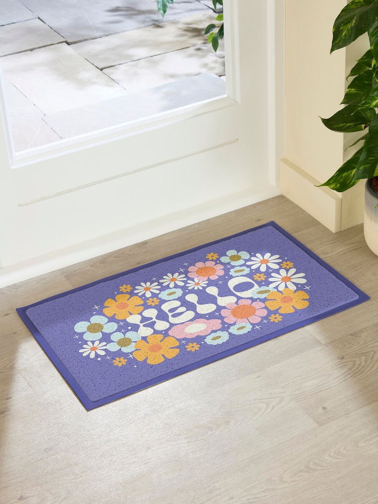 Artsy Mats Multi Elizabeth Olwen Hello Floral Indoor/Outdoor Doormat - Image 2 of 4 Artsy Mats Multi Elizabeth Olwen Hello Floral Indoor/Outdoor Doormat - Image 2 of 4