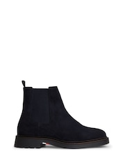 Tommy Hilfiger Blue Suede Embossed Cleat Chelsea Boots - Image 1 of 6