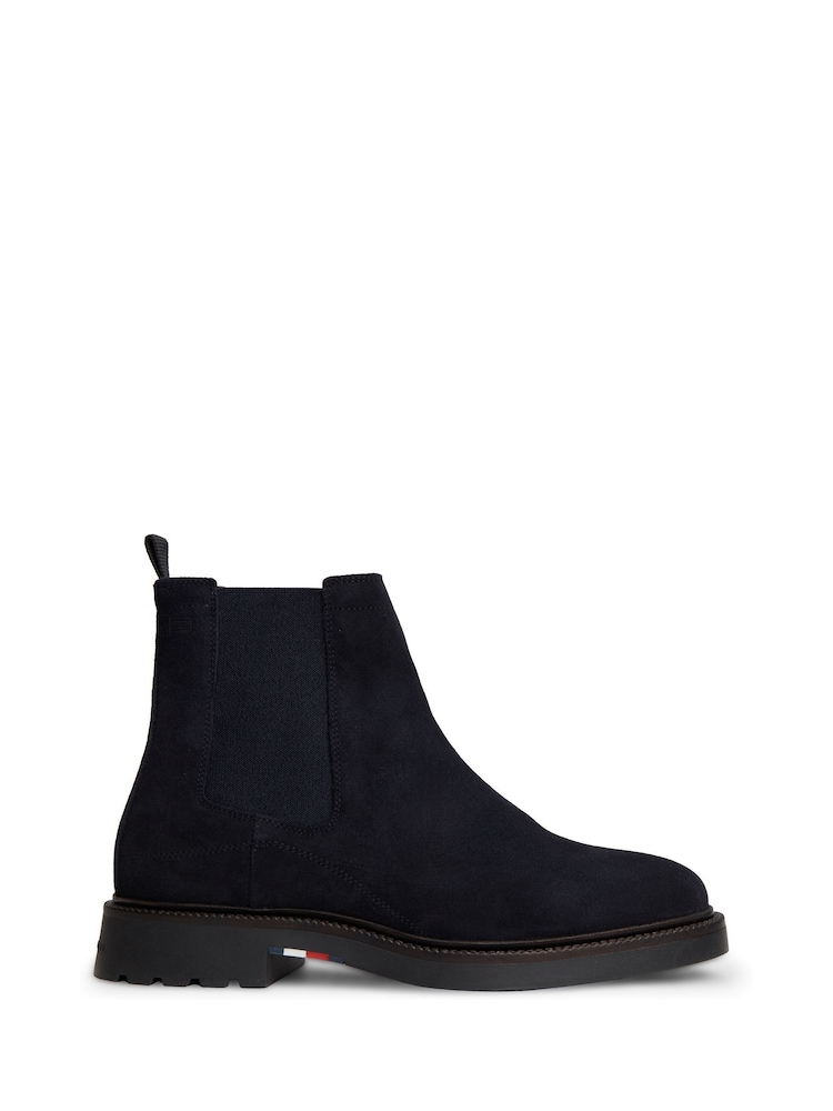 Tommy Hilfiger Blue Suede Embossed Cleat Chelsea Boots - Image 1 of 6 Tommy Hilfiger Blue Suede Embossed Cleat Chelsea Boots - Image 1 of 6