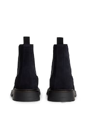 Tommy Hilfiger Blue Suede Embossed Cleat Chelsea Boots - Image 4 of 6