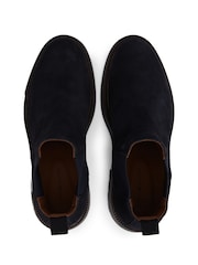 Tommy Hilfiger Blue Suede Embossed Cleat Chelsea Boots - Image 5 of 6
