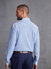 White/Navy Blue Stripe Regular Fit Single Cuff Signature Italian Fabric Shirt - Image 3 of 7