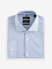White/Navy Blue Stripe Regular Fit Single Cuff Signature Italian Fabric Shirt - Image 6 of 7