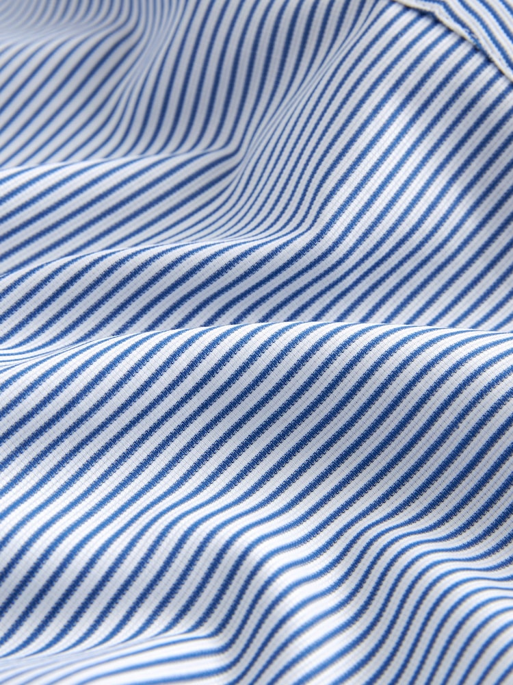 White/Navy Blue Stripe Regular Fit Single Cuff Signature Italian Fabric Shirt - Image 7 of 7
