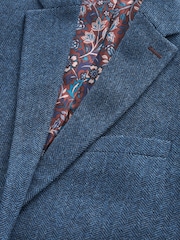 Blue Slim Fit Nova Fides Signature Herringbone Wool Blazer - Image 12 of 14