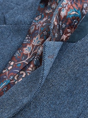 Blue Slim Fit Nova Fides Signature Herringbone Wool Blazer - Image 13 of 14