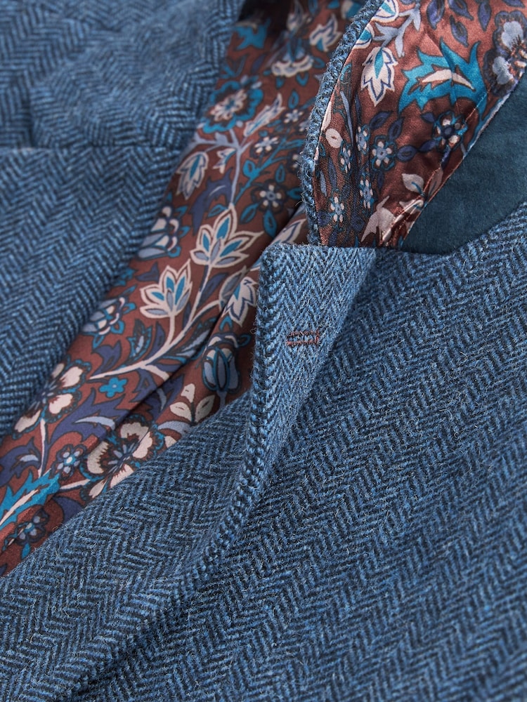 Blue Slim Fit Nova Fides Signature Herringbone Wool Blazer - Image 13 of 14