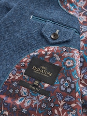 Blue Slim Fit Nova Fides Signature Herringbone Wool Blazer - Image 14 of 14