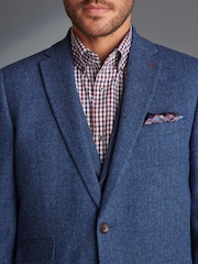 Blue Slim Fit Nova Fides Signature Herringbone Wool Blazer - Image 7 of 14
