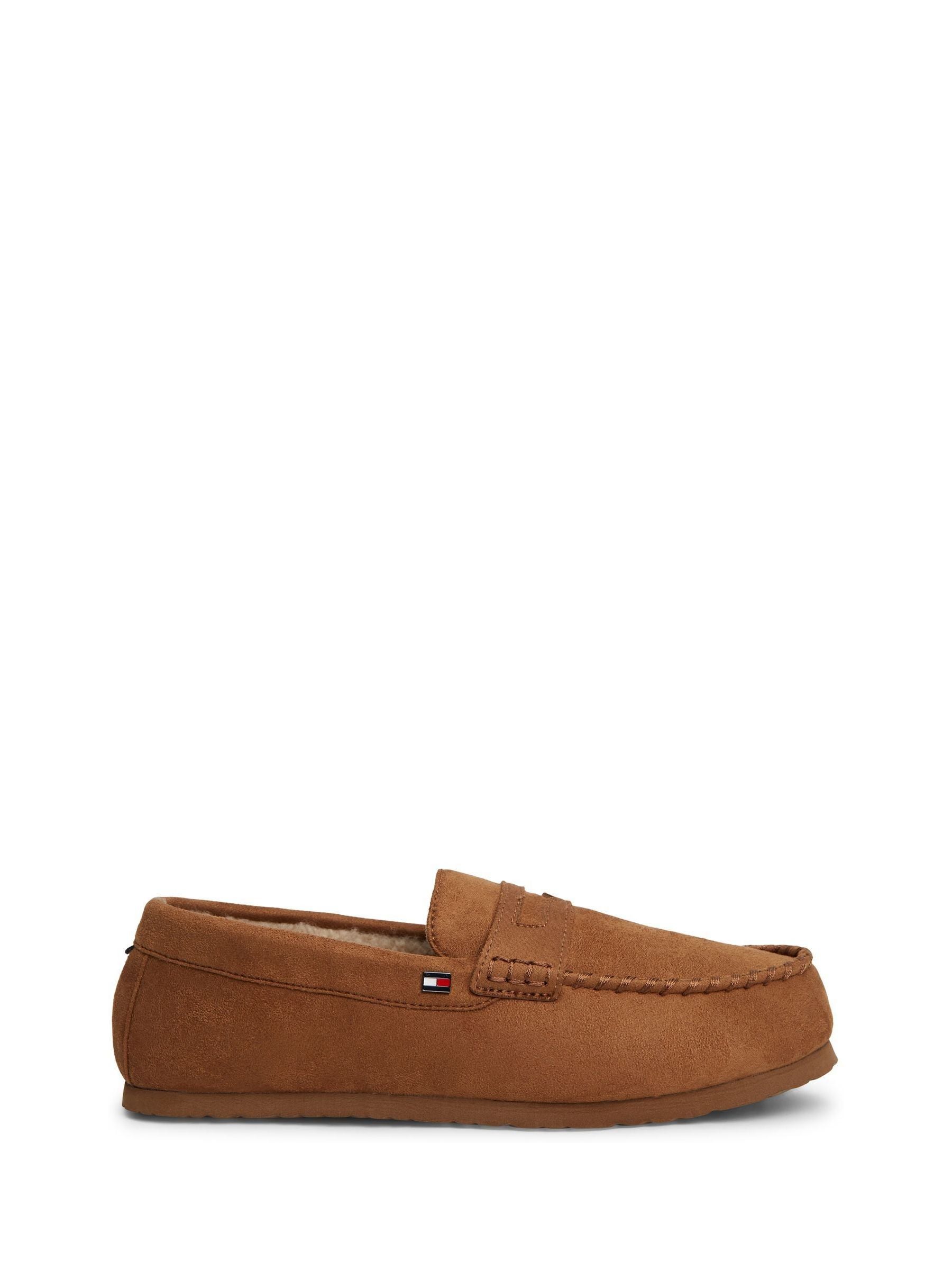 Tommy Hilfiger Men's Natural Flag Embroidery Driver Slippers