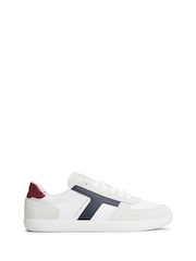 Tommy Hilfiger White Leather Mixed Texture Trainers - Image 1 of 6