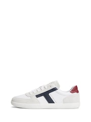 Tommy Hilfiger White Leather Mixed Texture Trainers - Image 2 of 6