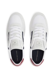 Tommy Hilfiger White Leather Mixed Texture Trainers - Image 5 of 6