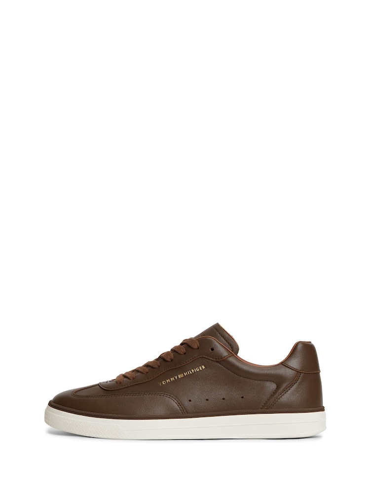 Tommy Hilfiger Brown New York Label Luxe Leather Trainers - Image 2 of 6 Tommy Hilfiger Brown New York Label Luxe Leather Trainers - Image 2 of 6