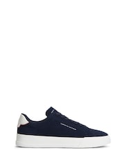 Tommy Hilfiger Blue Suede Contrast Heel Court Trainers - Image 1 of 6