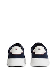 Tommy Hilfiger Blue Suede Contrast Heel Court Trainers - Image 4 of 6