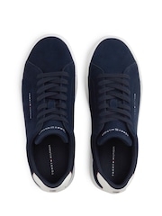 Tommy Hilfiger Blue Suede Contrast Heel Court Trainers - Image 5 of 6