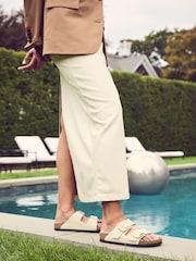 Birkenstock Cream Arizona Big Buckle Nubuck Sandals - Image 1 of 4