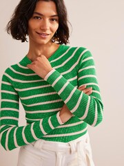 Boden Green Effie Sparkle Stripe Jumper - Image 2 of 5