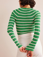 Boden Green Effie Sparkle Stripe Jumper - Image 3 of 5