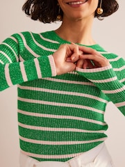 Boden Green Effie Sparkle Stripe Jumper - Image 4 of 5