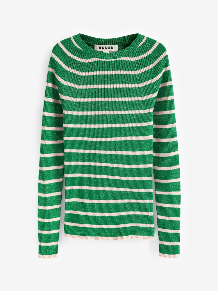 Boden Green Effie Sparkle Stripe Jumper - Image 5 of 5