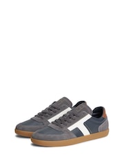 Tommy Hilfiger Blue Leather Mixed Texture Trainers - Image 3 of 6