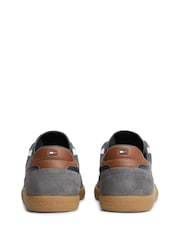 Tommy Hilfiger Blue Leather Mixed Texture Trainers - Image 4 of 6