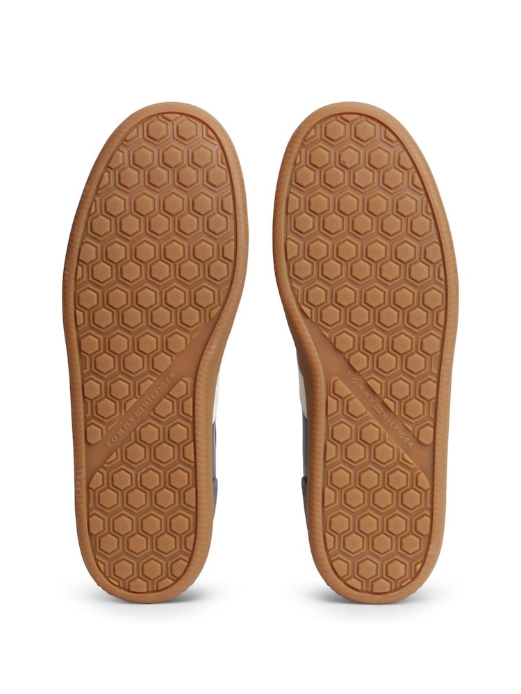 Tommy Hilfiger Blue Leather Mixed Texture Trainers - Image 6 of 6 Tommy Hilfiger Blue Leather Mixed Texture Trainers - Image 6 of 6