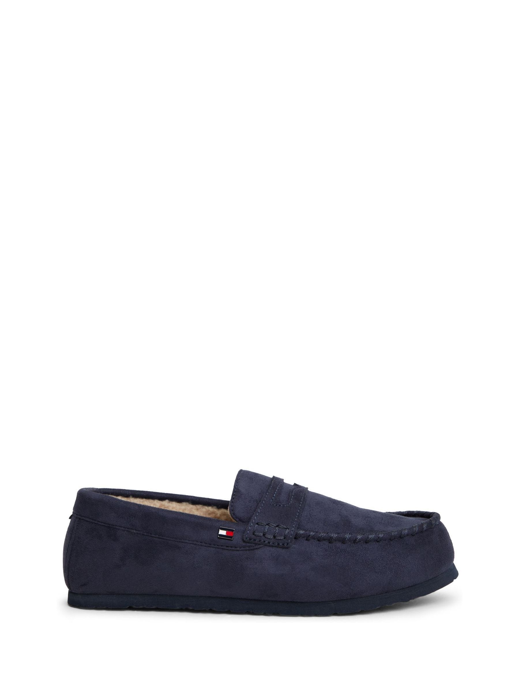 Tommy Hilfiger Mens Tommy Hilfiger Cosy Lined Moccasin Driving Slippers, Blue, Size 46, Men - Image 3