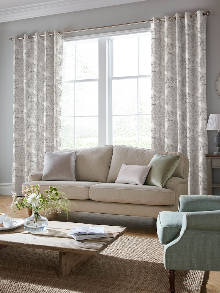 Laura Ashley Silver Tregaron Made to Measure 100% Cotton Curtains - Image 1 of 5