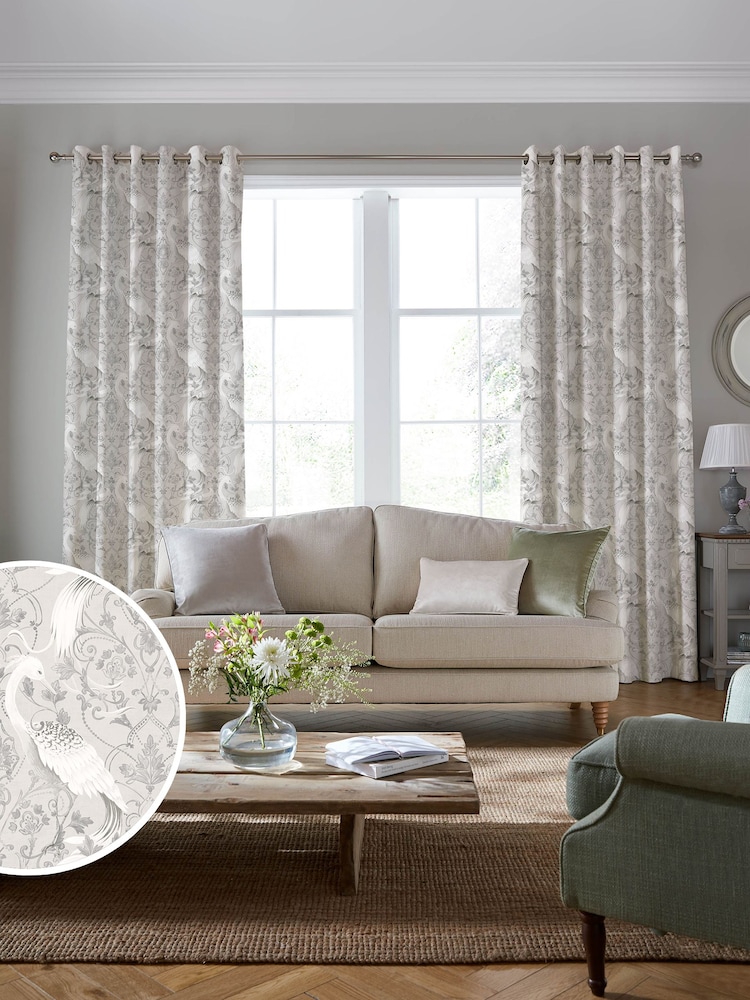 Laura Ashley Silver Tregaron Made to Measure 100% Cotton Curtains - Image 2 of 5