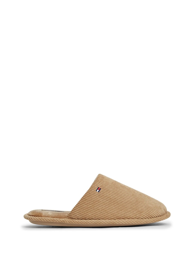 Tommy Hilfiger Natural Flag Embroidery Corduroy Slippers - Image 1 of 6 Tommy Hilfiger Natural Flag Embroidery Corduroy Slippers - Image 1 of 6