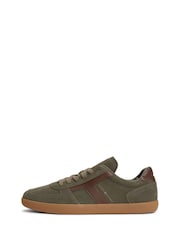 Tommy Hilfiger Green Suede Mixed Texture Trainers - Image 2 of 6