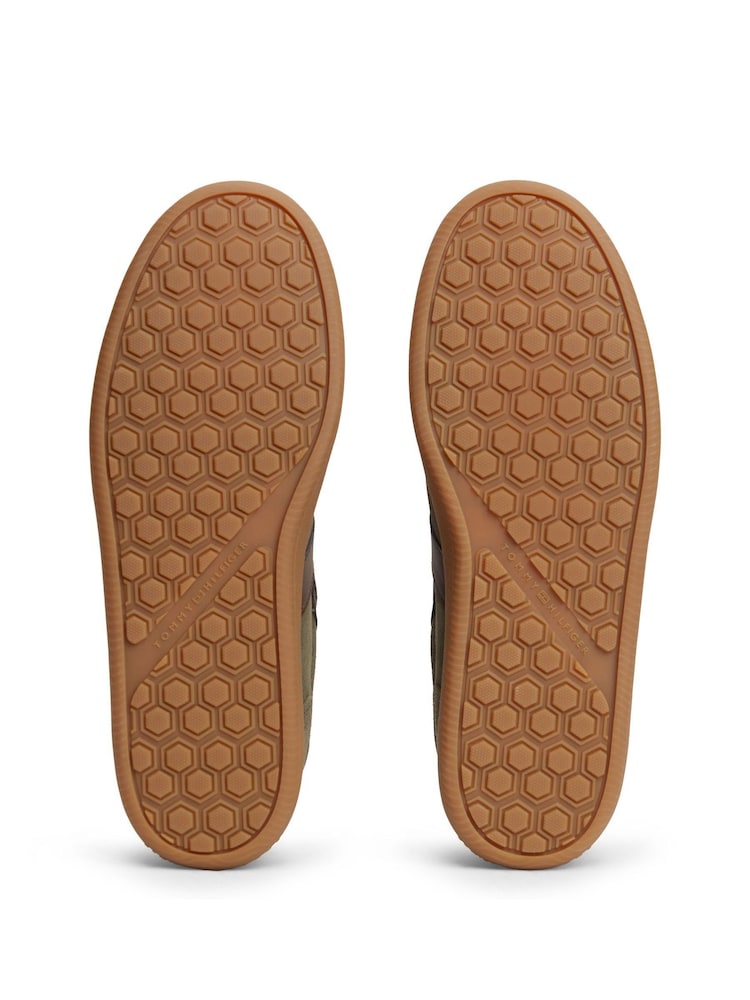 Tommy Hilfiger Green Suede Mixed Texture Trainers - Image 6 of 6 Tommy Hilfiger Green Suede Mixed Texture Trainers - Image 6 of 6