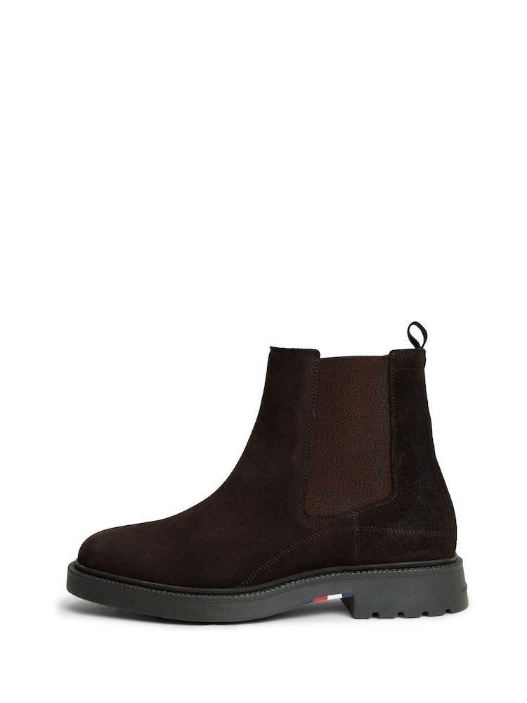 Tommy Hilfiger Brown Suede Embossed Cleat Chelsea Boots - Image 2 of 5 Tommy Hilfiger Brown Suede Embossed Cleat Chelsea Boots - Image 2 of 5
