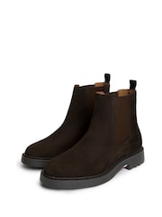 Tommy Hilfiger Brown Suede Embossed Cleat Chelsea Boots - Image 3 of 5