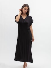 črna - Nora Rose Jersey Dolga nočna srajca z dolgimi rokavi - Slika 1 iz 3