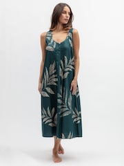 Cyberjammies Blue Leaf Print Lace Detail Long Nightdress - Image 1 of 3
