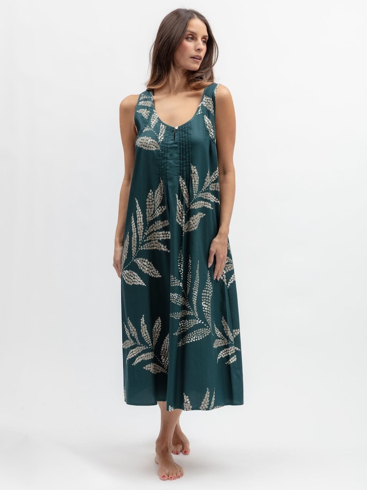 Cyberjammies Blue Leaf Print Lace Detail Long Nightdress - Image 1 of 3 Cyberjammies Blue Leaf Print Lace Detail Long Nightdress - Image 1 of 3