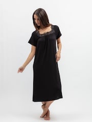 Cyberjammies Black Jersey Square Neck Long Nightdress - Image 1 of 3