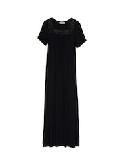 Cyberjammies Black Jersey Square Neck Long Nightdress - Image 3 of 3