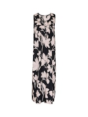 Nora Rose Black Floral Print Lace Detail Long Nightdress - Image 4 of 4