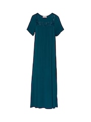 Blau - Nora Rose Jersey Langes Nachthemd mit Carré-Ausschnitt - Bild 3 von 3