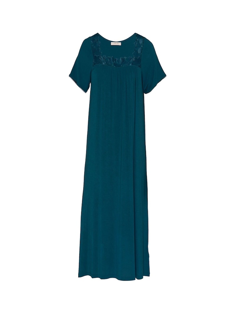 Blau - Nora Rose Jersey Langes Nachthemd mit Carré-Ausschnitt - Bild 3 von 3 Blau - Nora Rose Jersey Langes Nachthemd mit Carré-Ausschnitt - Bild 3 von 3