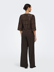 JDY Brown Broderie Drawstring Waist Top - Image 6 of 8