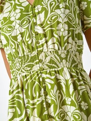 Roman Green Floral Print Button Detail Maxi Dress - Image 5 of 5
