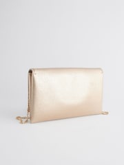 Gold Clutch Bag With Detachable Cross-Body Chain - Image 5 of 9